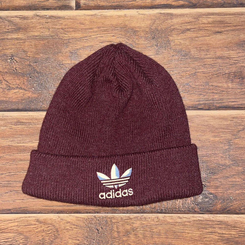 Maroon adidas beanie